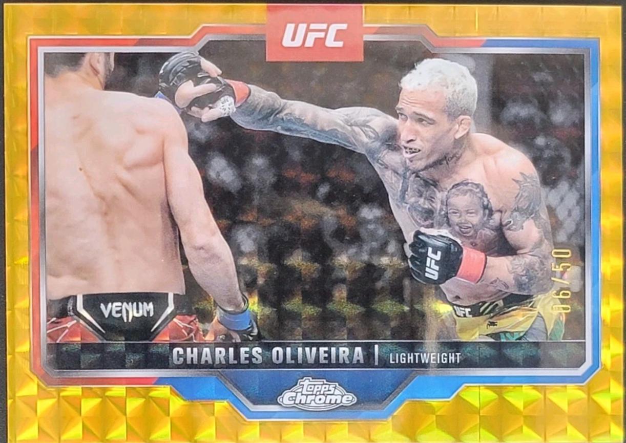 Charles Oliveira 2025 Topps Chrome UFC Base #54 Gold Geometric Refractor