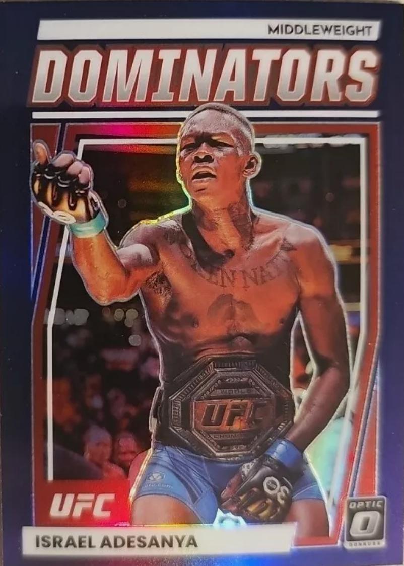 Israel Adesanya 2023 Panini Donruss Optic UFC Dominators #16 Purple