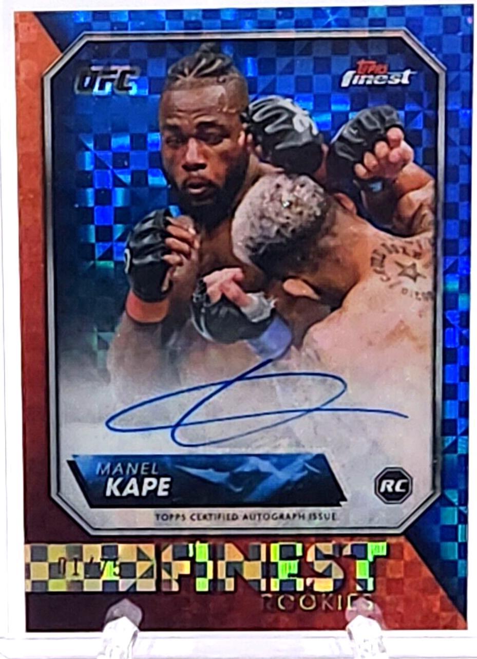Manel Kape 2024 Topps Finest UFC Rookie Finest Autographs #RFA-MK Blue Checkerboard Refractor