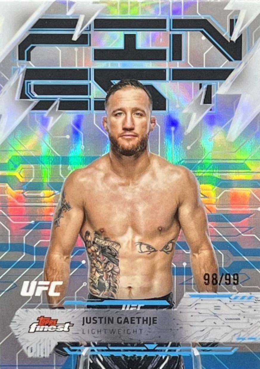 Justin Gaethje 2025 Topps Finest UFC Base Rare #215 Blue Refractor