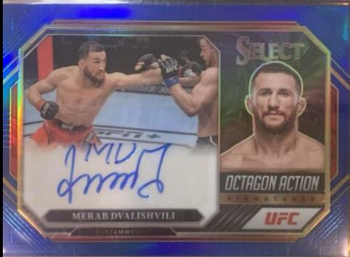 Merab Dvalishvili 2023 Panini Select UFC Octagon Action Signatures #32 Blue