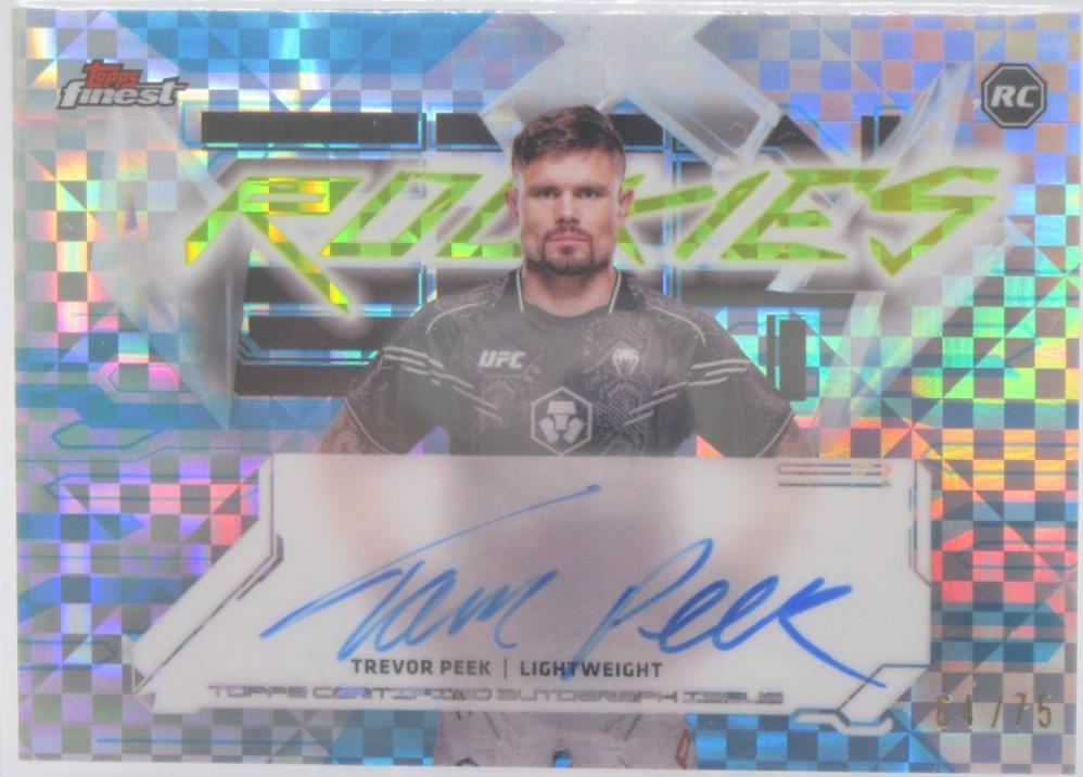 Trevor Peek 2025 Topps Finest UFC Finest Rookie Autographs #FRA-TP Blue Checkerboard Refractor