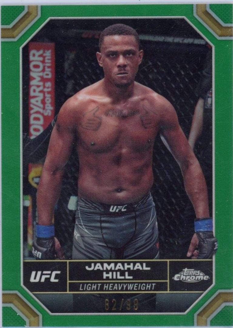Jamahal Hill 2024 Topps Chrome UFC Base #89 Green Refractor