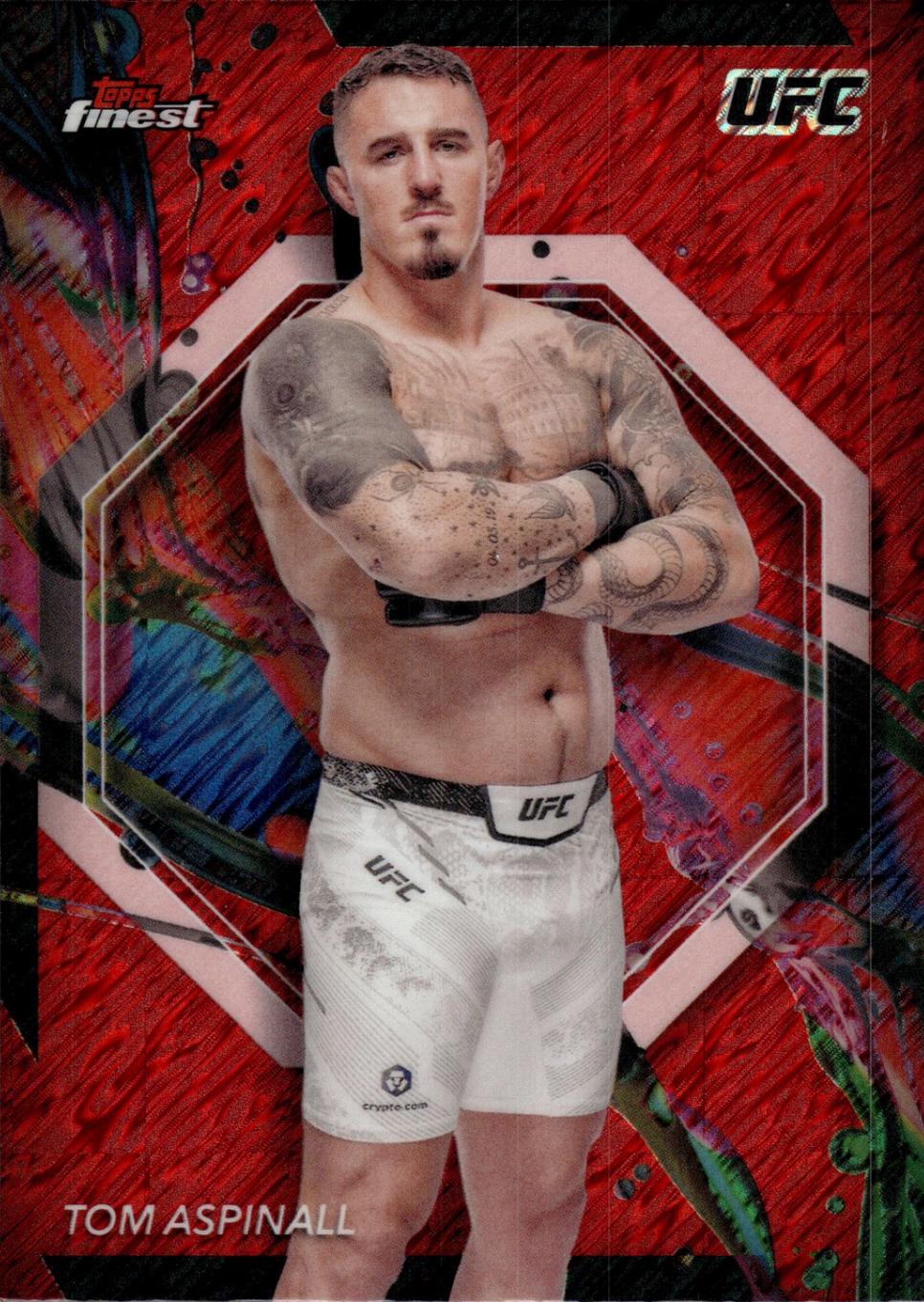 Tom Aspinall 2024 Topps Finest UFC Base Common #49 Red Shimmer Refractor