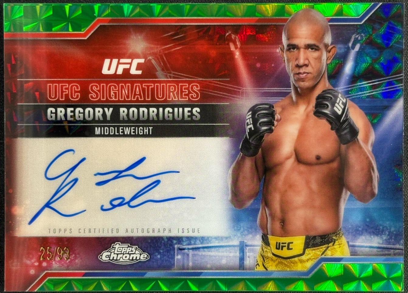 Gregory Rodrigues 2025 Topps Chrome UFC UFC Signatures #SIG-GR Geometric Green Refractor
