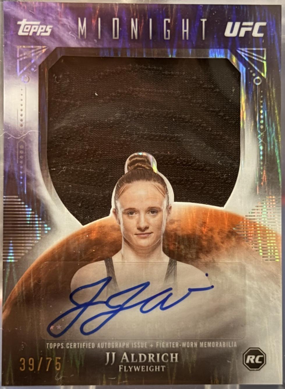 JJ Aldrich 2026 Topps Midnight UFC Rookie Relic Autographs #RRA-JJ Dusk
