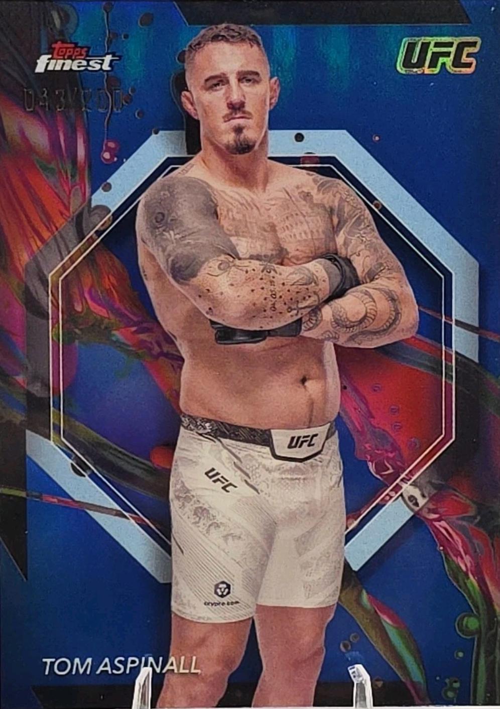 Tom Aspinall 2024 Topps Finest UFC Base Common #49 Blue Refractor