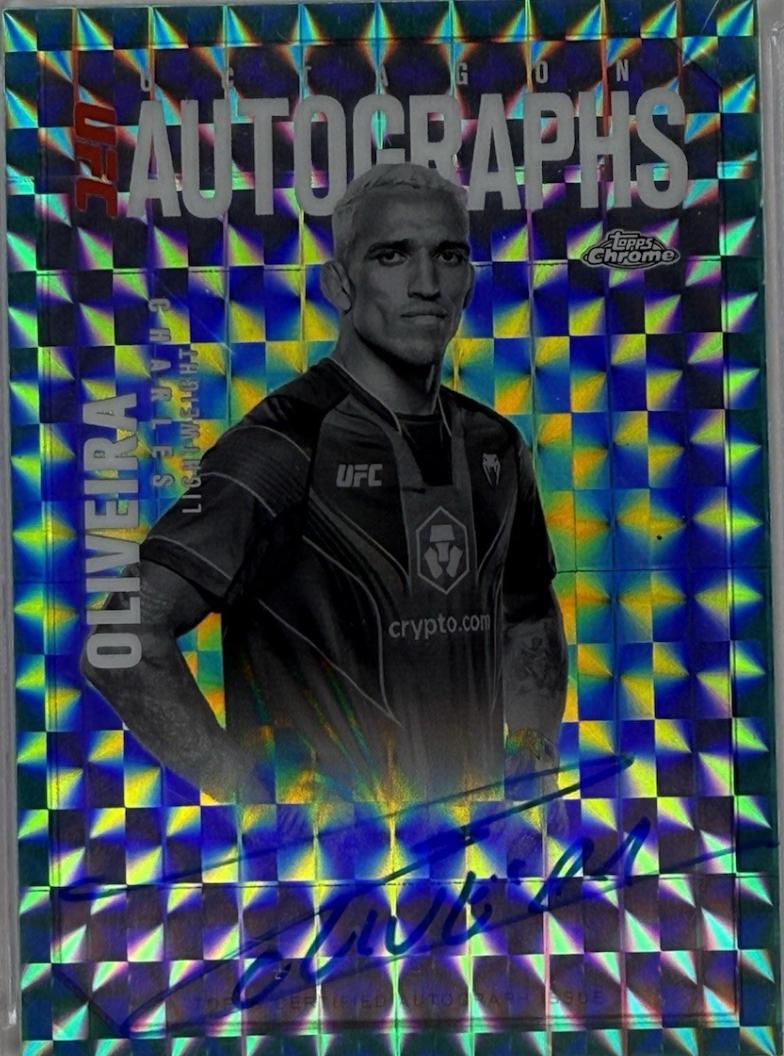 Charles Oliveira 2025 Topps Chrome UFC Octagon Legends Autographs #OLA-CO Geometric Aqua Refractor