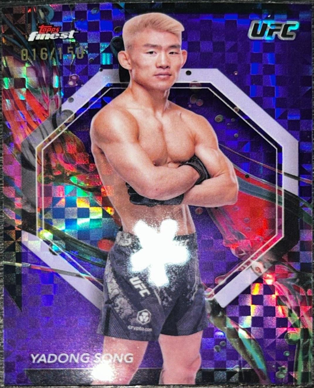 Song Yadong 2024 Topps Finest UFC Base Common #54 Purple Checkerboard Refractor