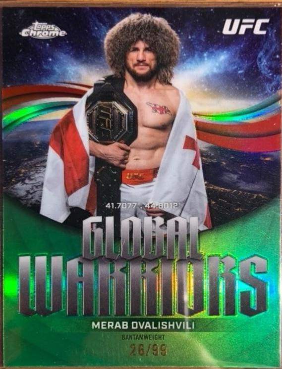 Merab Dvalishvili 2026 Topps Chrome UFC Global Warriors #GW-24 Green Refractor
