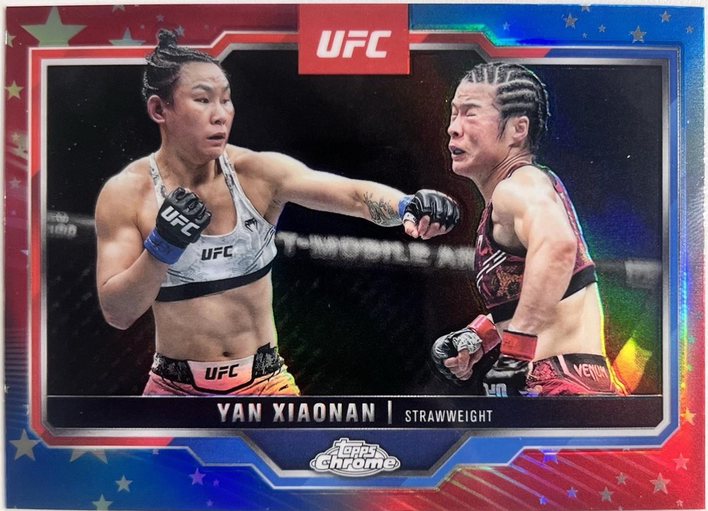 Yan Xiaonan 2025 Topps Chrome UFC Base #35 Red & Blue Refractor
