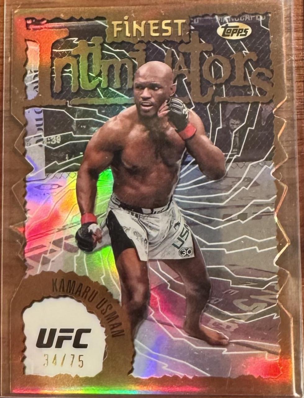 Kamaru Usman 2024 Topps Finest UFC Intimidators #INT-12 Die-Cut Refractor