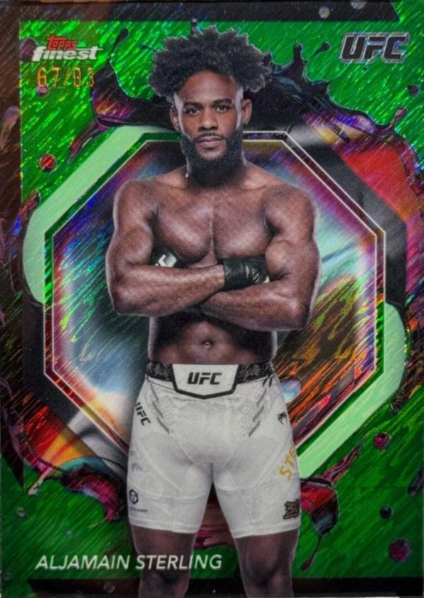 Aljamain Sterling 2024 Topps Finest UFC Base Common #58 Green Shimmer Refractor