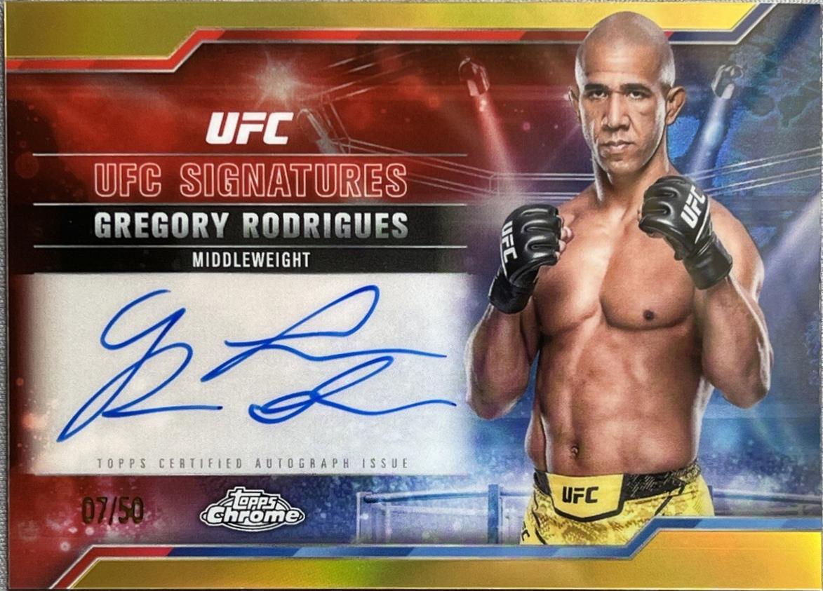 Gregory Rodrigues 2025 Topps Chrome UFC UFC Signatures #SIG-GR Gold Refractor