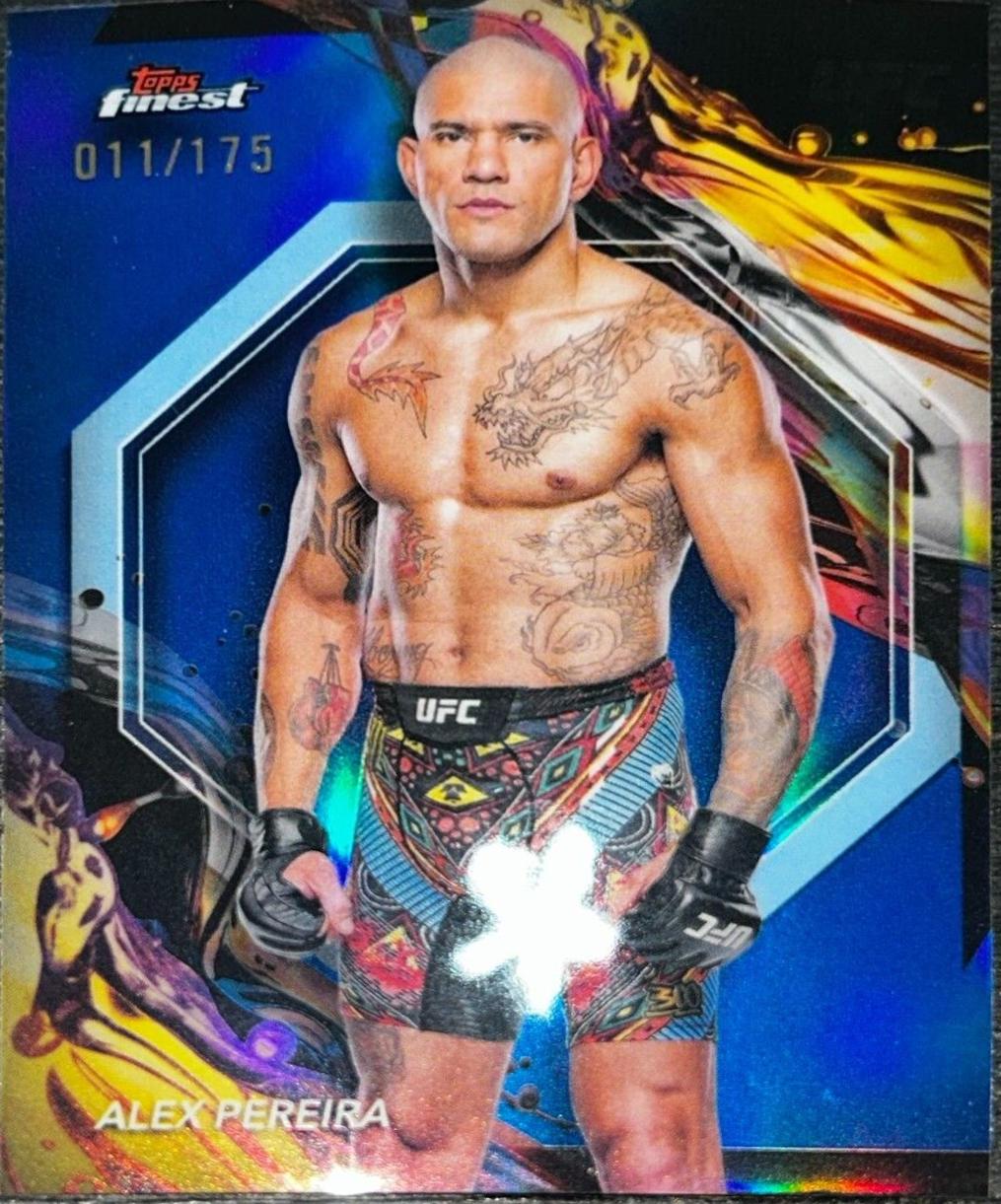 Alex Pereira 2024 Topps Finest UFC Base Uncommon #101 Blue Refractor