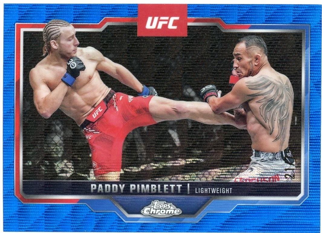 Paddy Pimblett 2025 Topps Chrome UFC Base #177 Blue Wave Refractor