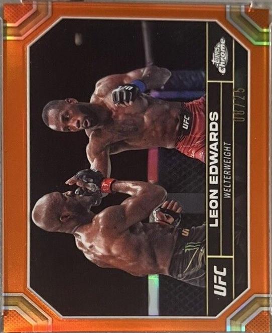 Leon Edwards 2024 Topps Chrome UFC Base #115 Orange Refractor