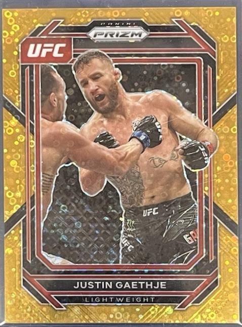 Justin Gaethje 2023 Panini Prizm Under Card UFC Base #110 Gold