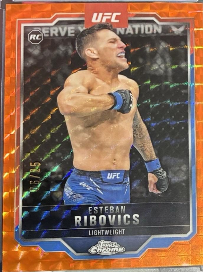 Esteban Ribovics 2025 Topps Chrome UFC Base #75 Orange Geometric Refractor