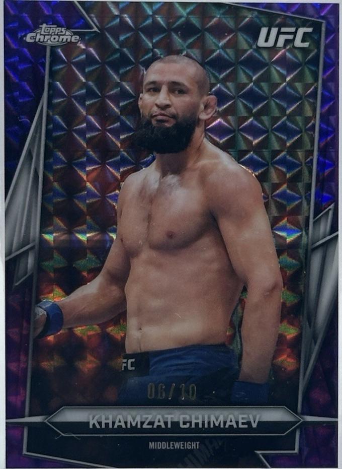 Khamzat Chimaev 2026 Topps Chrome UFC Base #125 Purple Geometric Refractor