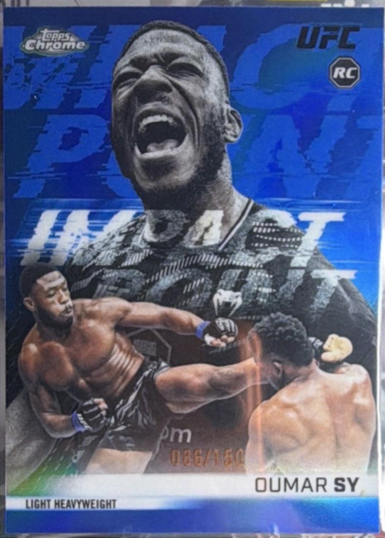 Oumar Sy 2026 Topps Chrome UFC Impact Point #IP-5 Blue Refractor
