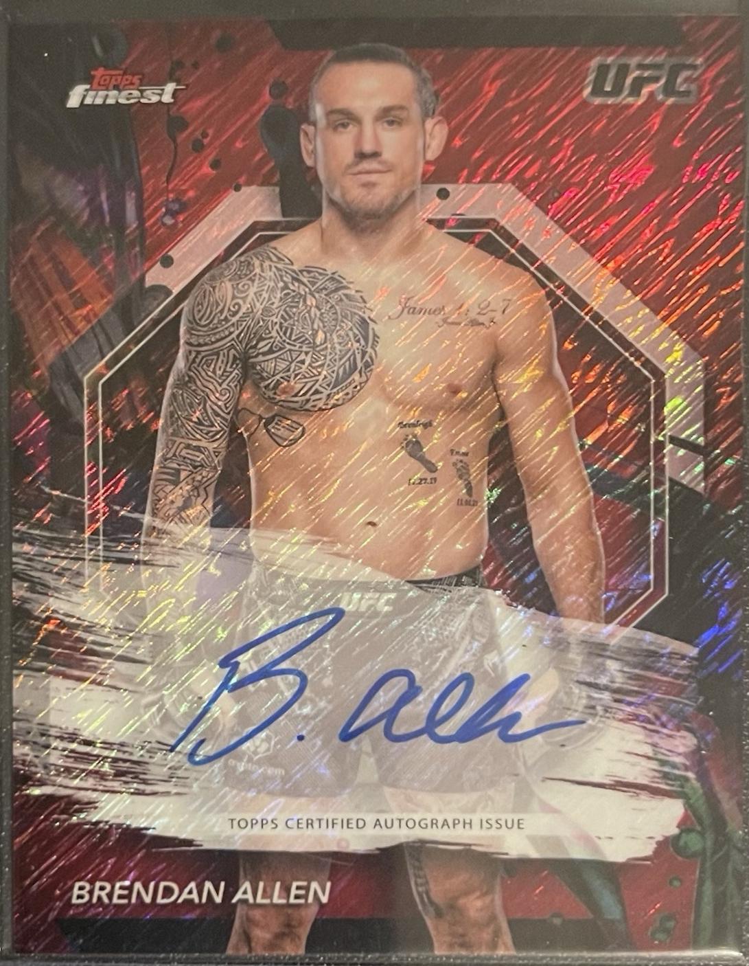 Brendan Allen 2024 Topps Finest UFC Finest Autographs #FA-BAN Red Shimmer Refractor