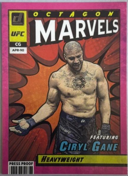 Ciryl Gane 2022 Panini Donruss UFC Octagon Marvels #5 Press Proof Pink