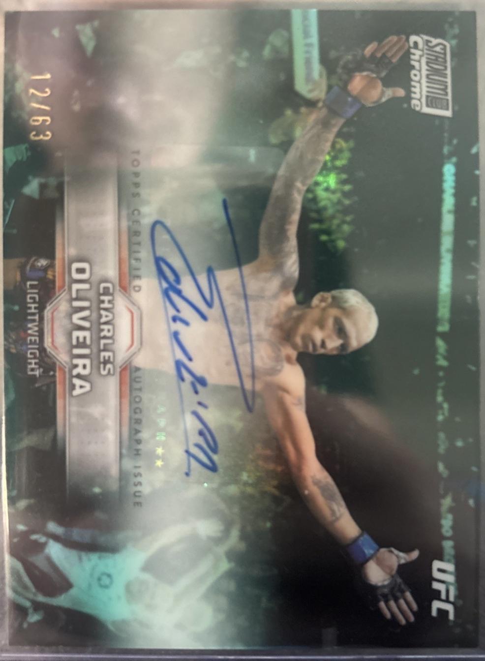 Charles Oliveira 2026 Topps Stadium Club UFC Chrome Autographs #CAV-COA Turquoise Refractor