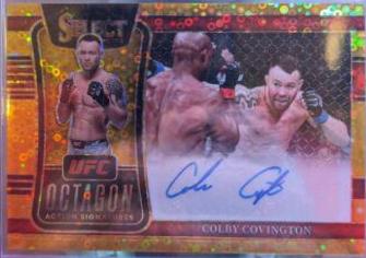 Colby Covington 2022 Panini Select UFC Octagon Action Signatures #21 Gold Disco