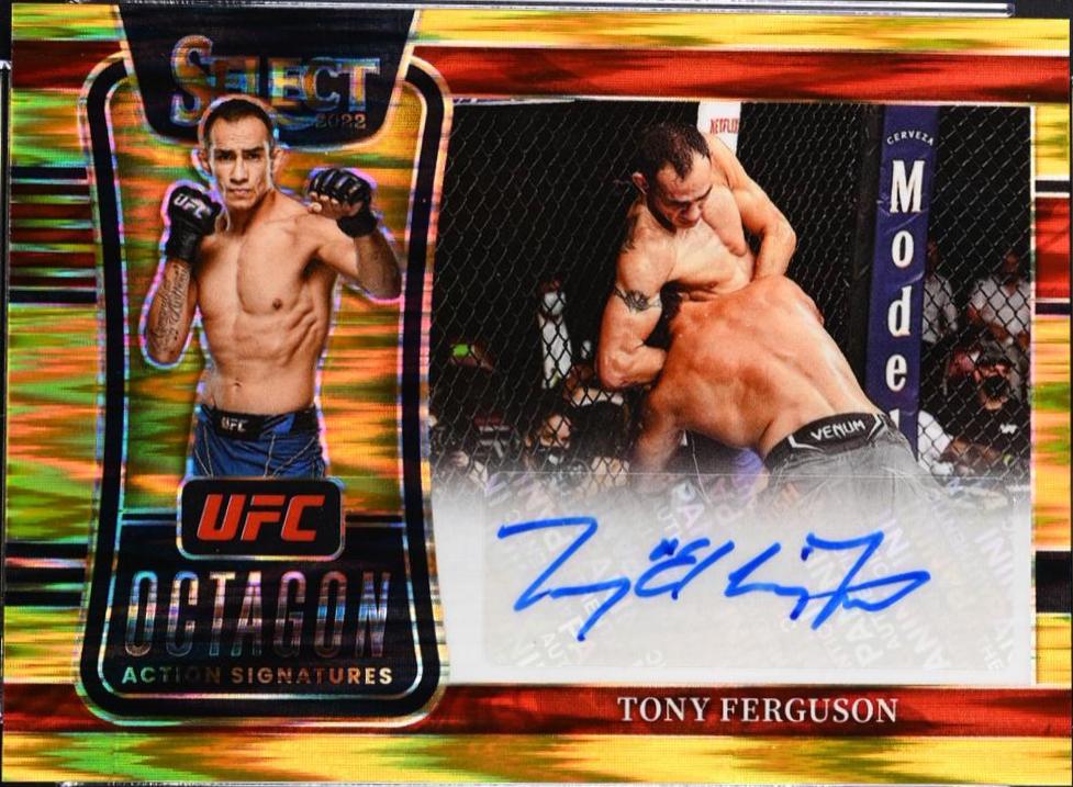 Tony Ferguson 2022 Panini Select UFC Octagon Action Signatures #3 Gold Flash