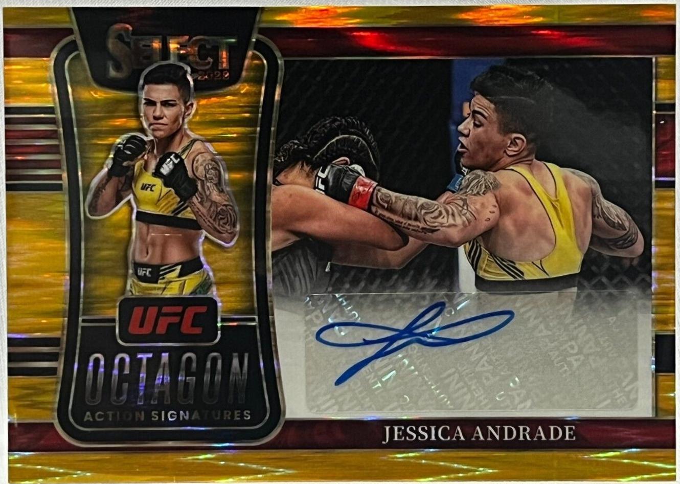 Jessica Andrade 2022 Panini Select UFC Octagon Action Signatures #34 Gold Flash
