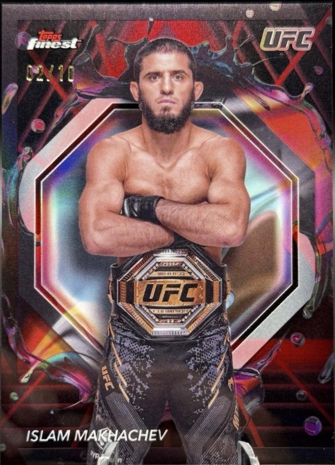 Islam Makhachev 2024 Topps Finest UFC Base Rare #293 Red Black Vapor Refractor