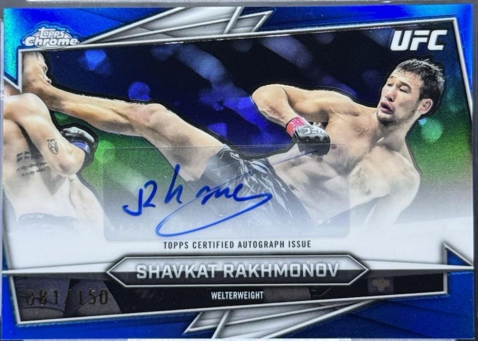 Shavkat Rakhmonov 2026 Topps Chrome UFC Base Autographs #BAV-SR Blue Refractor