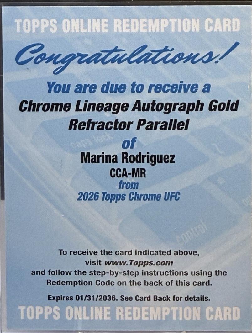 Marina Rodriguez 2026 Topps Chrome UFC Chrome Lineage Autographs #CCA-MR Black Geometric Refractor
