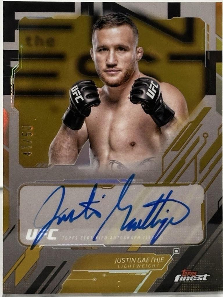 Justin Gaethje 2025 Topps Finest UFC The Finest #TFA-JG Gold Refractor