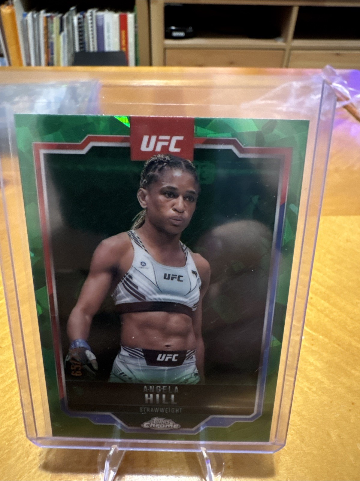 Angela Hill 2025 Topps Chrome Sapphire UFC Base Sapphire #124 Gold Sapphire