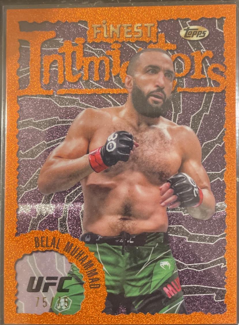 Belal Muhammad 2024 Topps Finest UFC Intimidators #INT-24 Yellow Glitter Refractor