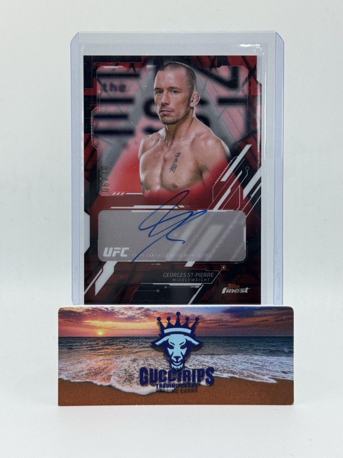 Georges St-Pierre 2025 Topps Finest UFC The Finest #TFA-GS Red Black Vapor Refractor