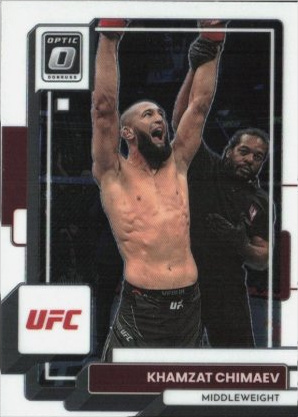 Khamzat Chimaev 2023 Panini Donruss Optic UFC Base #33 Gold Vinyl