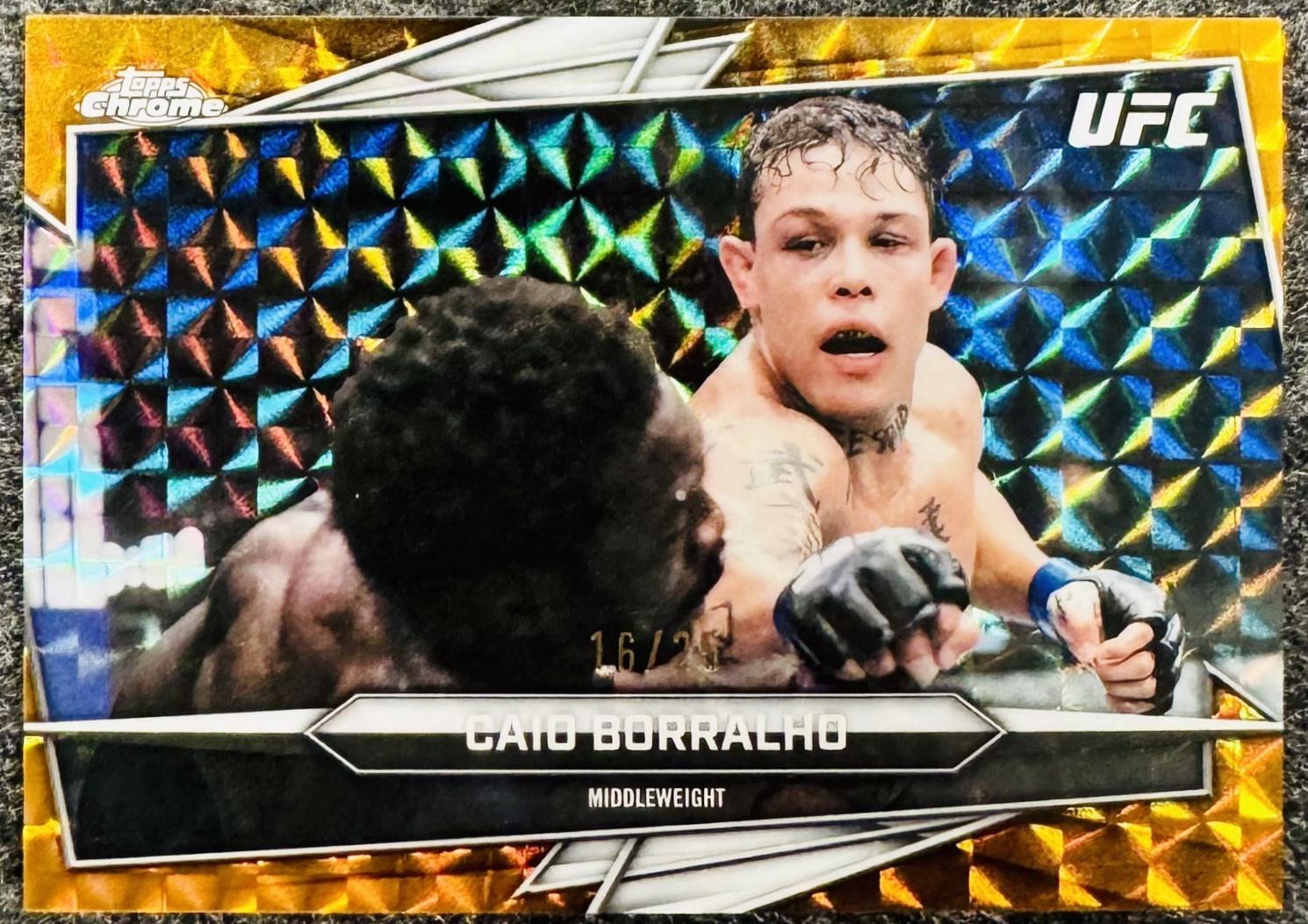 Caio Borralho 2026 Topps Chrome UFC Base #76 Orange Geometric Refractor