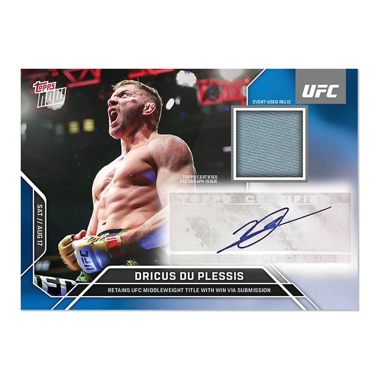 Dricus Du Plessis Topps Now UFC Sticker Autograph Relics #18 Blue