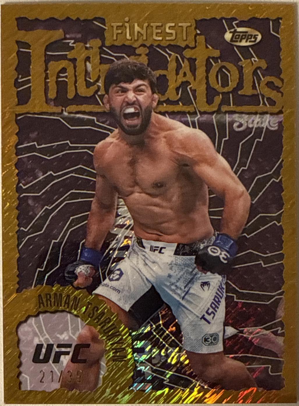Arman Tsarukyan 2024 Topps Finest UFC Intimidators #INT-13 Gold Shimmer Refractor