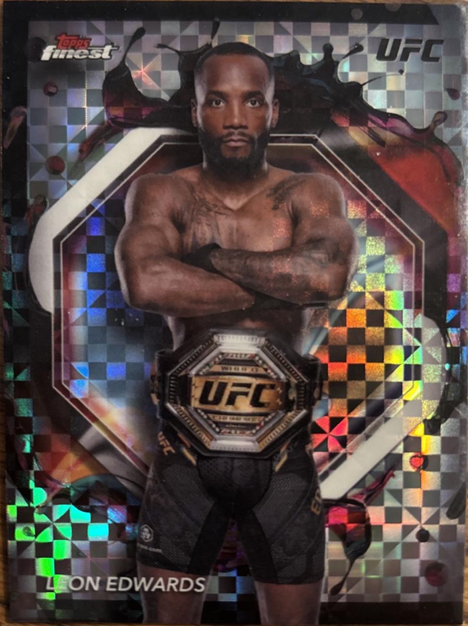 Leon Edwards 2024 Topps Finest UFC Base Rare #284 Checkerboard Refractor