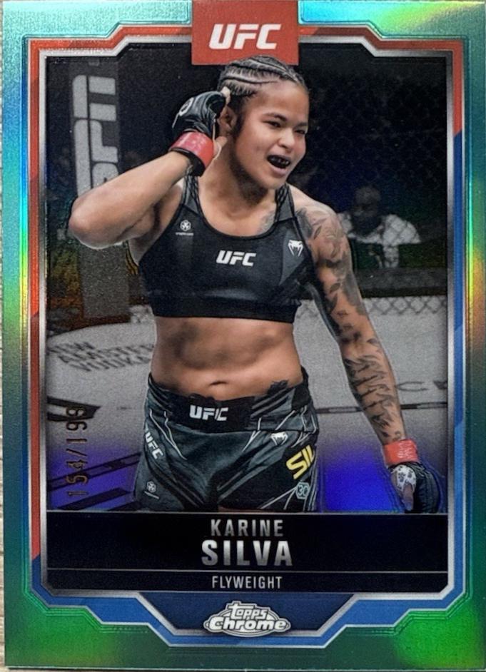 Karine Silva 2025 Topps Chrome UFC Base #147 Aqua Refractor