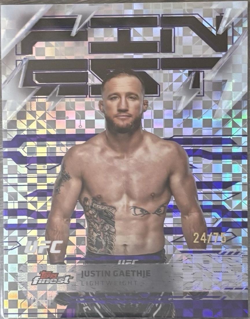 Justin Gaethje 2025 Topps Finest UFC Base Rare #215 Purple Checkerboard Refractor