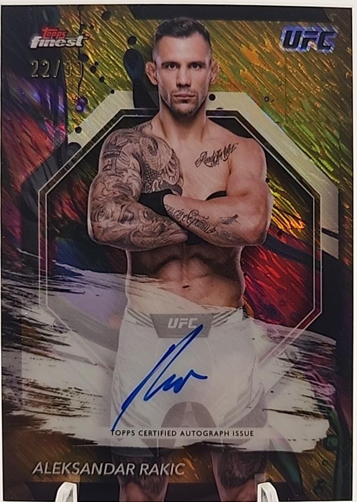 Aleksandar Rakic 2024 Topps Finest UFC Finest Autographs #FA-ARR Gold Shimmer Refractor