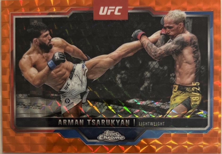 Arman Tsarukyan 2025 Topps Chrome UFC Base #94 Orange Geometric Refractor