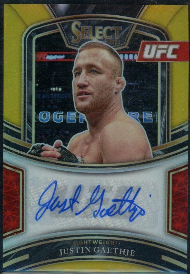Justin Gaethje 2021 Panini Select UFC Signatures #4 Gold Prizms