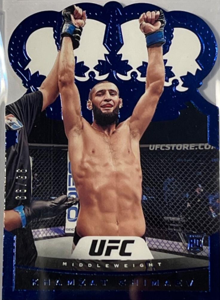 Khamzat Chimaev 2021 Panini Chronicles UFC Base Crown Royale #18 Blue