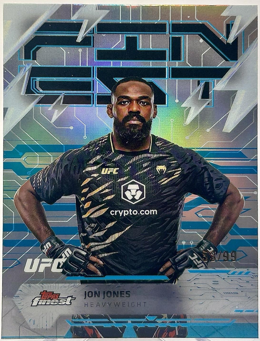 Jon Jones 2025 Topps Finest UFC Base Rare #224 Blue Refractor